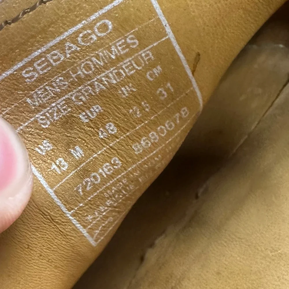 Sebago Docksides Crest Collection Mens 13 Tan Nubuck Leather Boat Shoes 720163